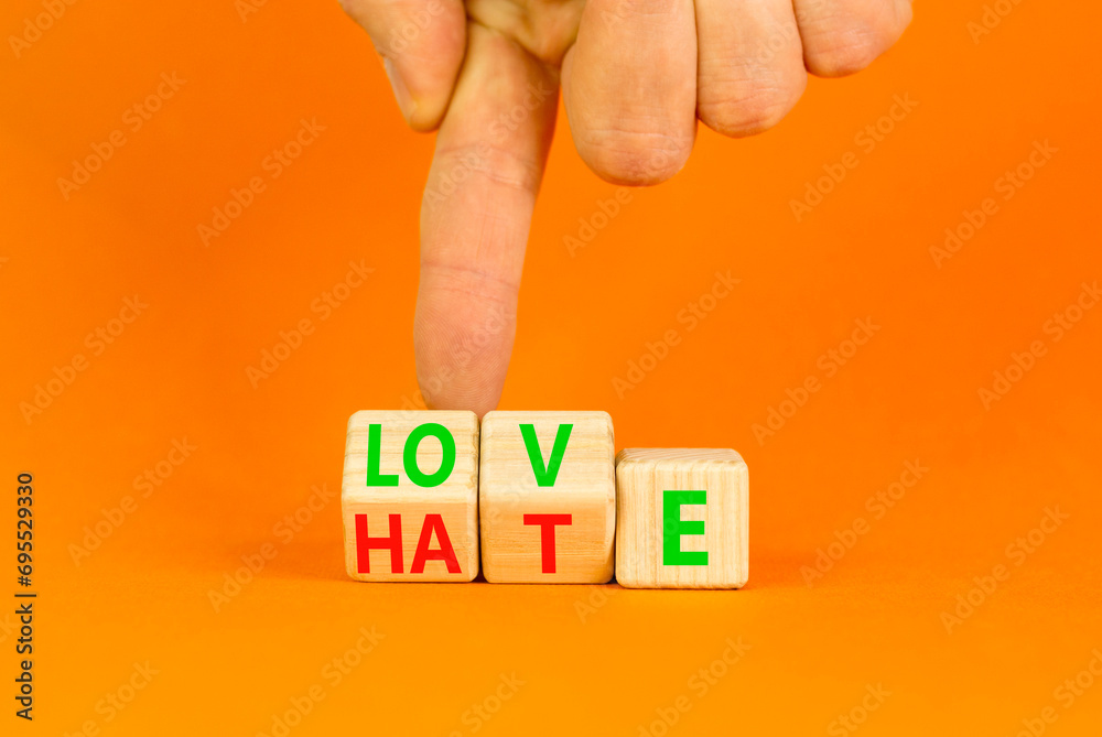From hate to love symbol. Turned wooden cubes and changed the word hate ...