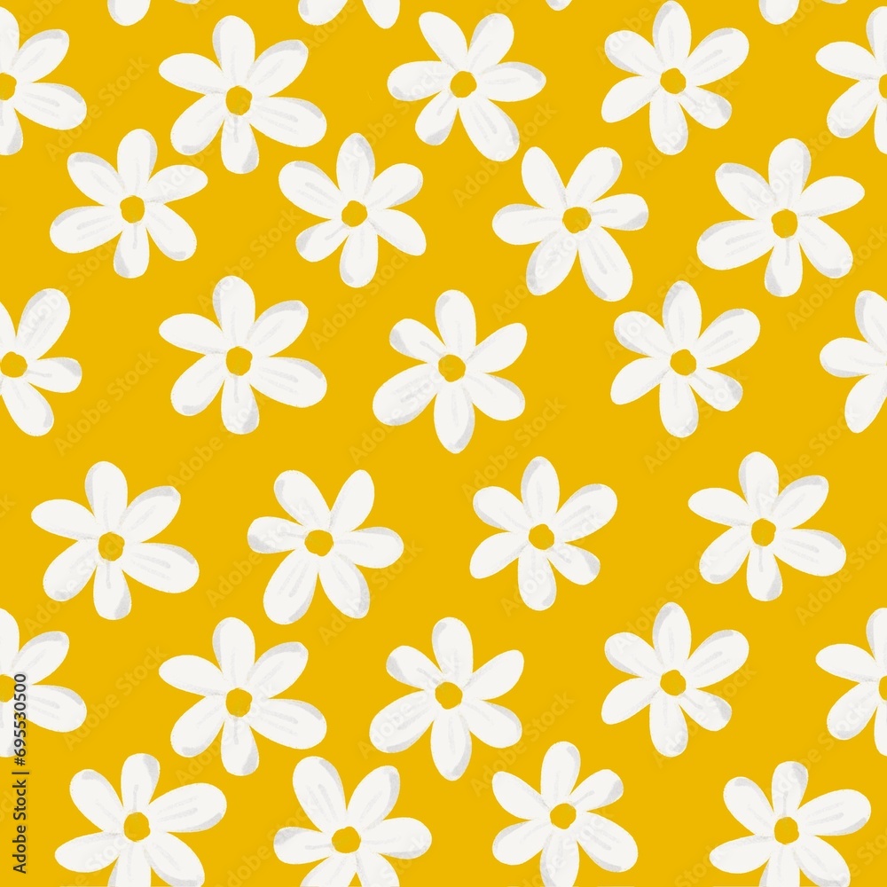 Daisies arranged with vivid background seamless designed with hand drawn design in minimalist style. Contemporary collage print Modern pattern for design. Daisies arranged with vivid background seamless designed with hand drawn design in minimalist style. Contemporary collage print Modern pattern for design.