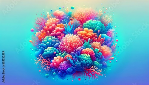 Gradient color background image with a vibrant coral reef theme