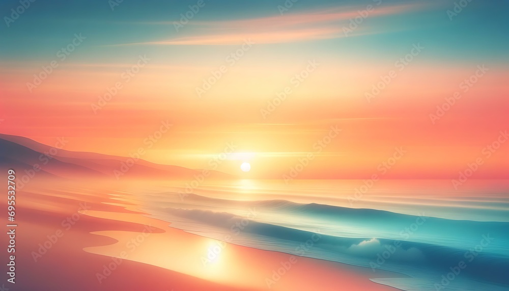 Gradient color background image with a tranquil beach sunrise theme