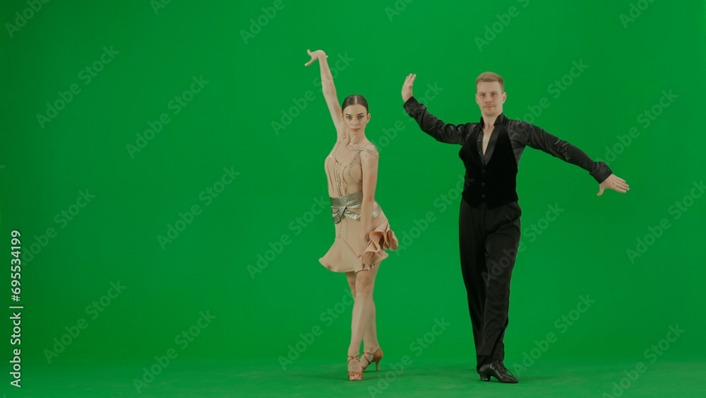 Elegant Ballroom Dance Couple in Action chroma key. Elegant Ballroom Dance Couple in Action chroma key.