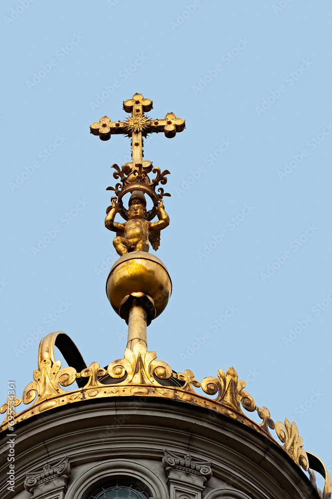 Cross on top of the Wawel Cathedral in Krakow Poland