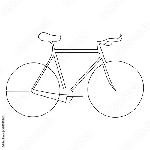 Bicycle single line continuous outline vector art drawing and simple one line minimalist design