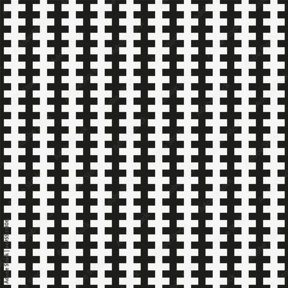 Seamless striped geometric pattern. White and black ornament.