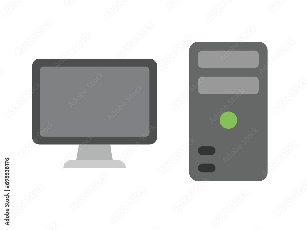 Monitor and pc flat icon. Computer components vector illustration. Monitor and pc flat icon. Computer components vector illustration.
