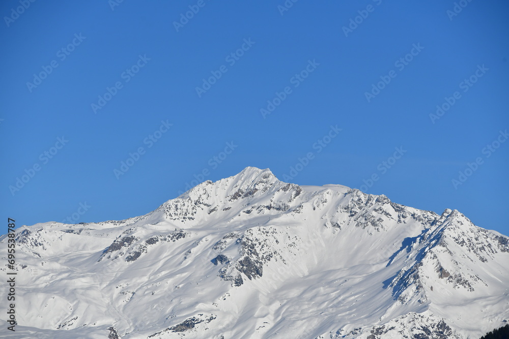 Snowcapped mountain in French alps