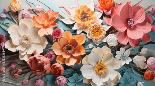 Oil Painted Art. 3D Summer Flowers Various Colors for Artistic Decor