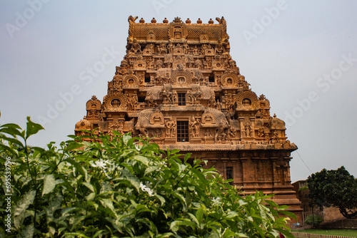 One of the entrance tower of Thanjavur Big Temple(also referred as the Thanjai Periya Kovil in tamil language). photo