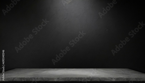the black room perspective cement floor or concrete shelf table used as a studio background wall to display your products loft style photo