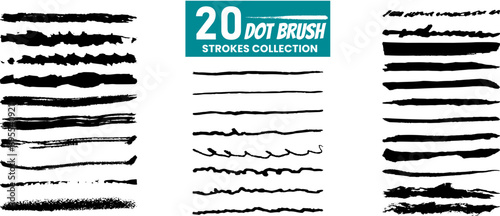 20 Big Dot brush stroke. vector illustration.