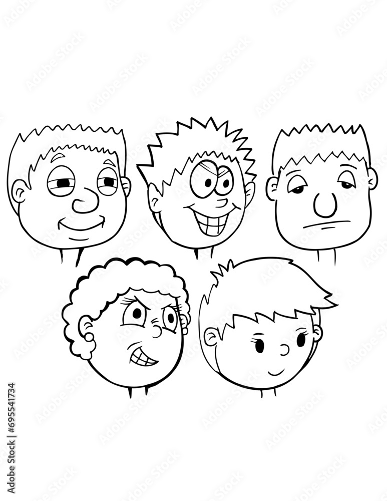 Cartoon Heads and Faces Vector Illustration Art Set Stock Vector ...