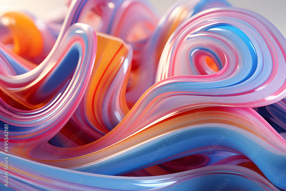 Dynamic 3D extrusion showcasing a vibrant abstract pattern