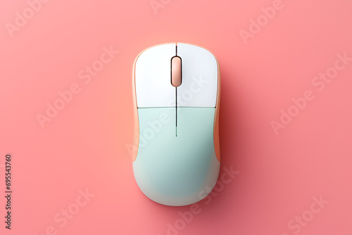 Wireless Mouse on Pink Background photo