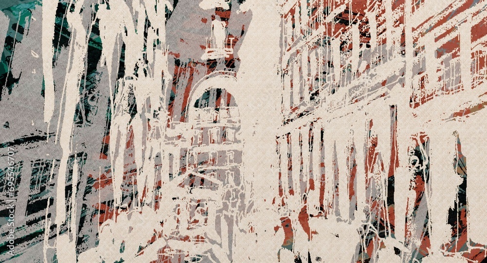 Abstract Grunge Background Graphic Watercolor Stylization on Textured Canvas of Chaetic Strokes of Paint Spots