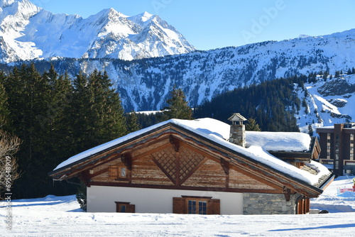 Chalet on the slopes of French alps.