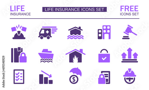 Insurance icon set. Modern icon collection. Vector