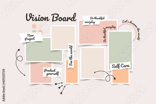 Vector photo collage template moodboard pictures grids vector illustration