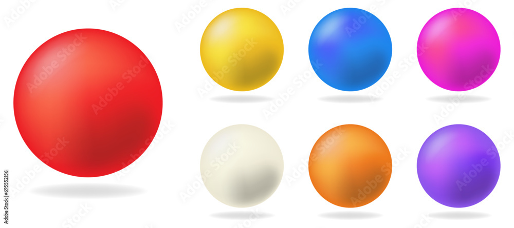 Set of color 3d balls. Collection of glossy spheres and balls. Vector illustration isolated on white background Set of color 3d balls. Collection of glossy spheres and balls. Vector illustration isolated on white background