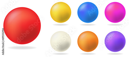 Set of color 3d balls. Collection of glossy spheres and balls. Vector illustration isolated on white background photo