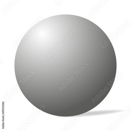 White round sphere or 3d ball with shadow. Vector illustration