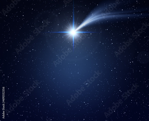 Star of Bethlehem or Christmas star on starry sky