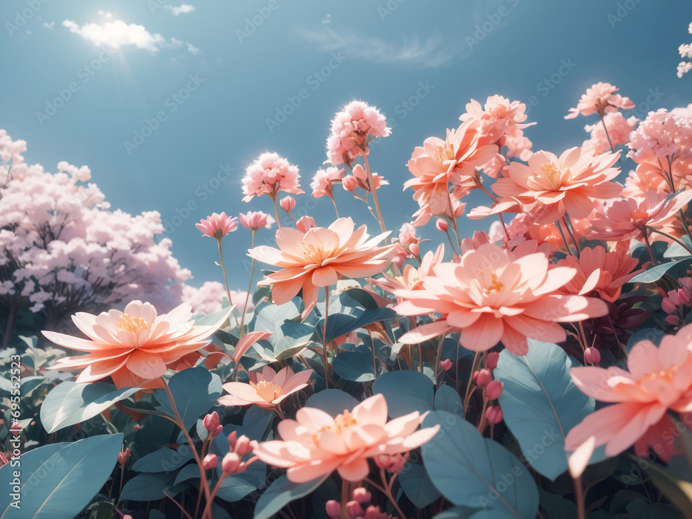 Spring flower background a clear blue sky photo Spring flower background a clear blue sky photo