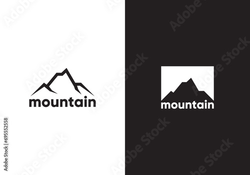 simple mountain logo, linear style creative modern template design
