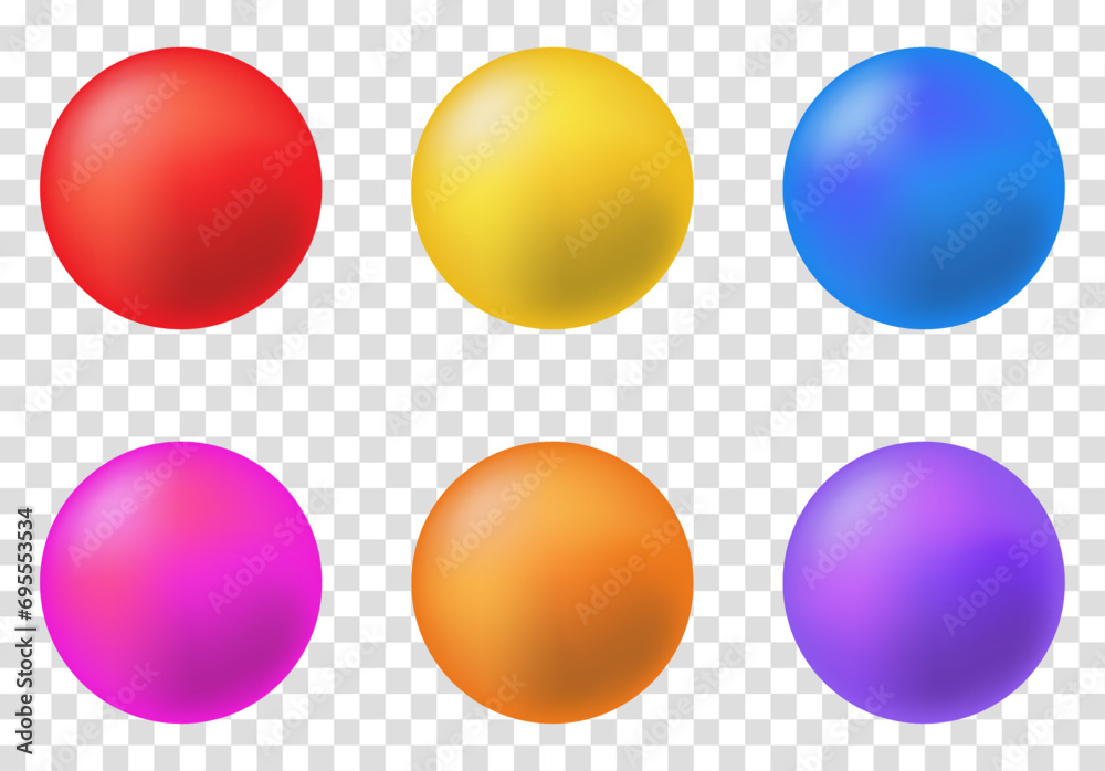 Set of 3d sphere or balls. Vector illustration isolated on transparent background Set of 3d sphere or balls. Vector illustration isolated on transparent background