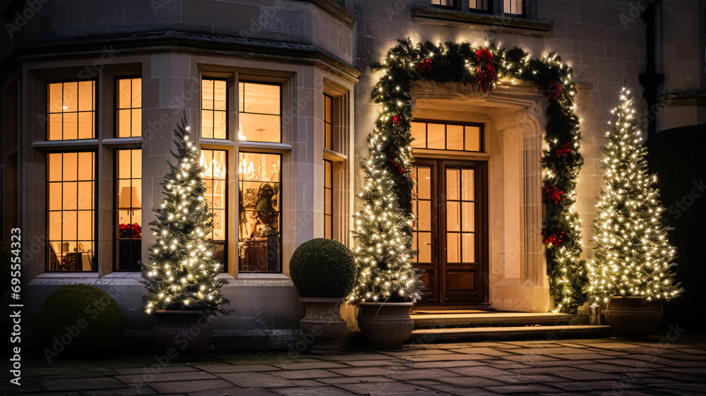 Christmas at the manor, English countryside decoration and interior decor