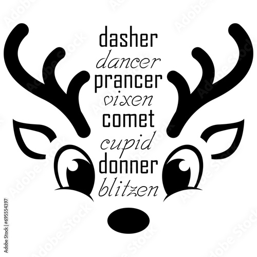 Merry Christmas,reindeer silhouette ,dasher dancer prancer vixen comet cupid donner blitzen, Reindeer jumping silhouette,deer star 