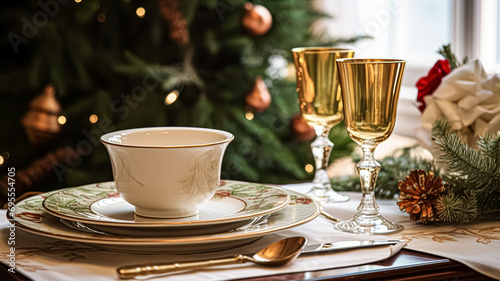 Festive date night tablescape idea, dinner table setting for two and Christmas, New Year, Valentines day decor, English country home styling