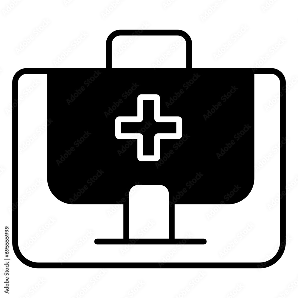 Obraz premium medicine kit solid glyph icon illustration