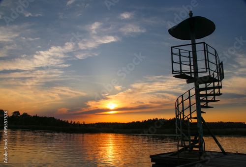 Fototapeta Naklejka Na Ścianę i Meble -  sunset over the lake in masuria