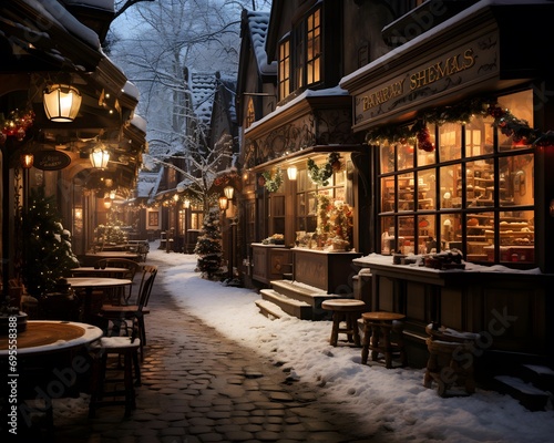 Cafe in the old town of Tallinn at night, Estonia