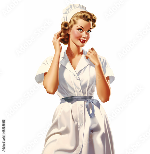 cute female chef in Pin Up style. Generative AI photo