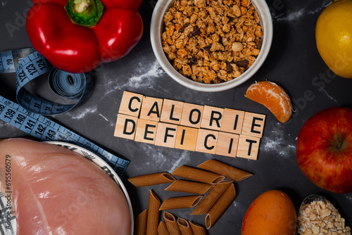 Tableau sur toile Flat lay photo showing calorie deficit