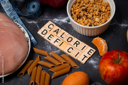 Obraz na płótnie Flat lay photo showing calorie deficit