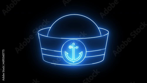 Animated sailor hat icon with a glowing neon effect