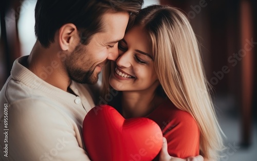 A happy couple celebrating St Valentine's day photo