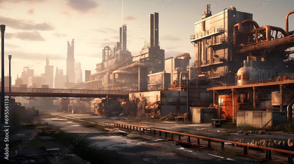 Panoramic view of a metallurgical plant in the city