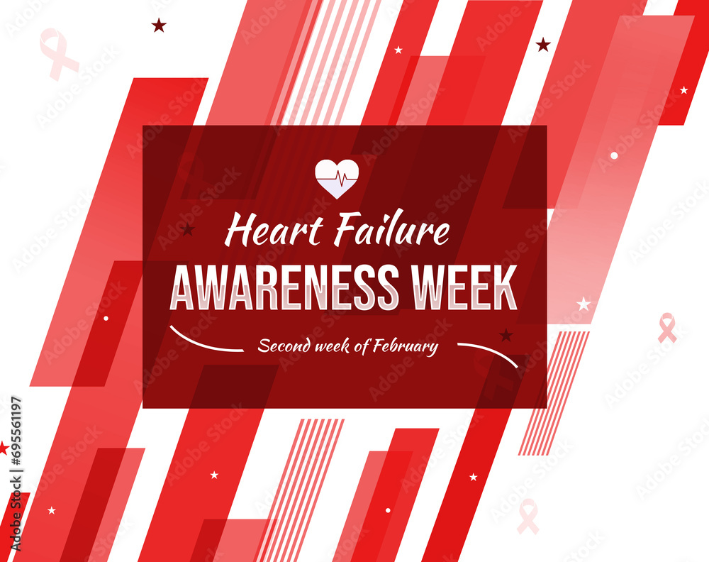 Heart Failure Awareness Week background with red shapes and typography ...