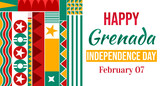 Happy Grenada Independence Day colorful background in traditional color with typography and shapes. February 7 is celebrated as Independence Day in Grenada, backdrop