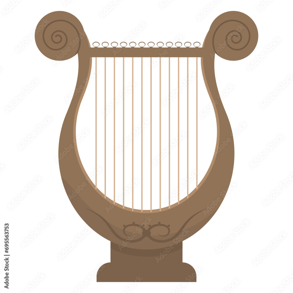 Ancient Greek compact stringed plucked instrument Lyre. Folklore