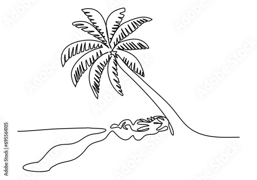Palm one line drawing vector illustration.