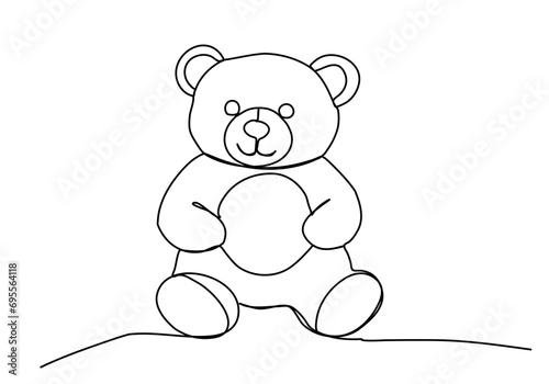 Toy bear one line drawing vector illustration.