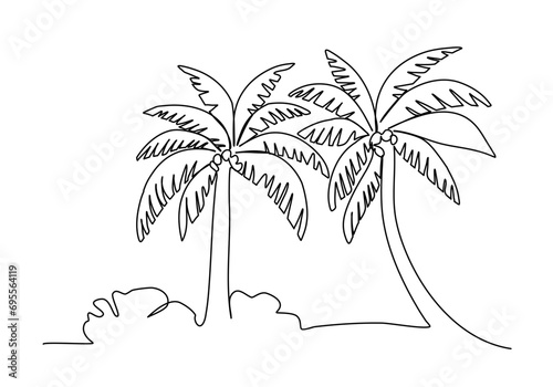 Palm one line drawing vector illustration.