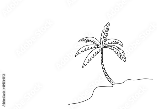 Palm one line drawing vector illustration.