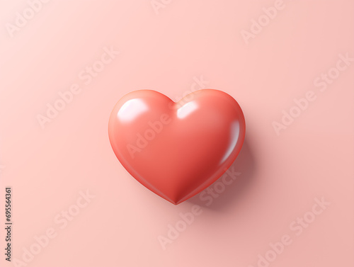 3d renderf red velvet heart for valentine's day celebration in a flat lay pastel color background