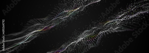Data technology background. Plexus. Big data background. Connecting dots and lines on dark background. 3D rendering.