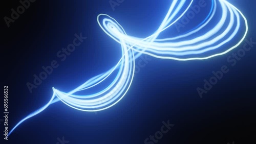 Beautiful abstract wavy lines, Glowing streams of light in motion. 3d light trails animation, abstract minimalist background, neon spiral line	
